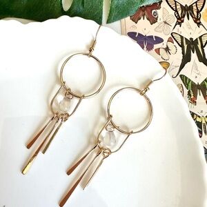 2/$30🌵 Solstice Clear Bead Earrings Gold Circle Tassel Bohemian Jewelry NEW